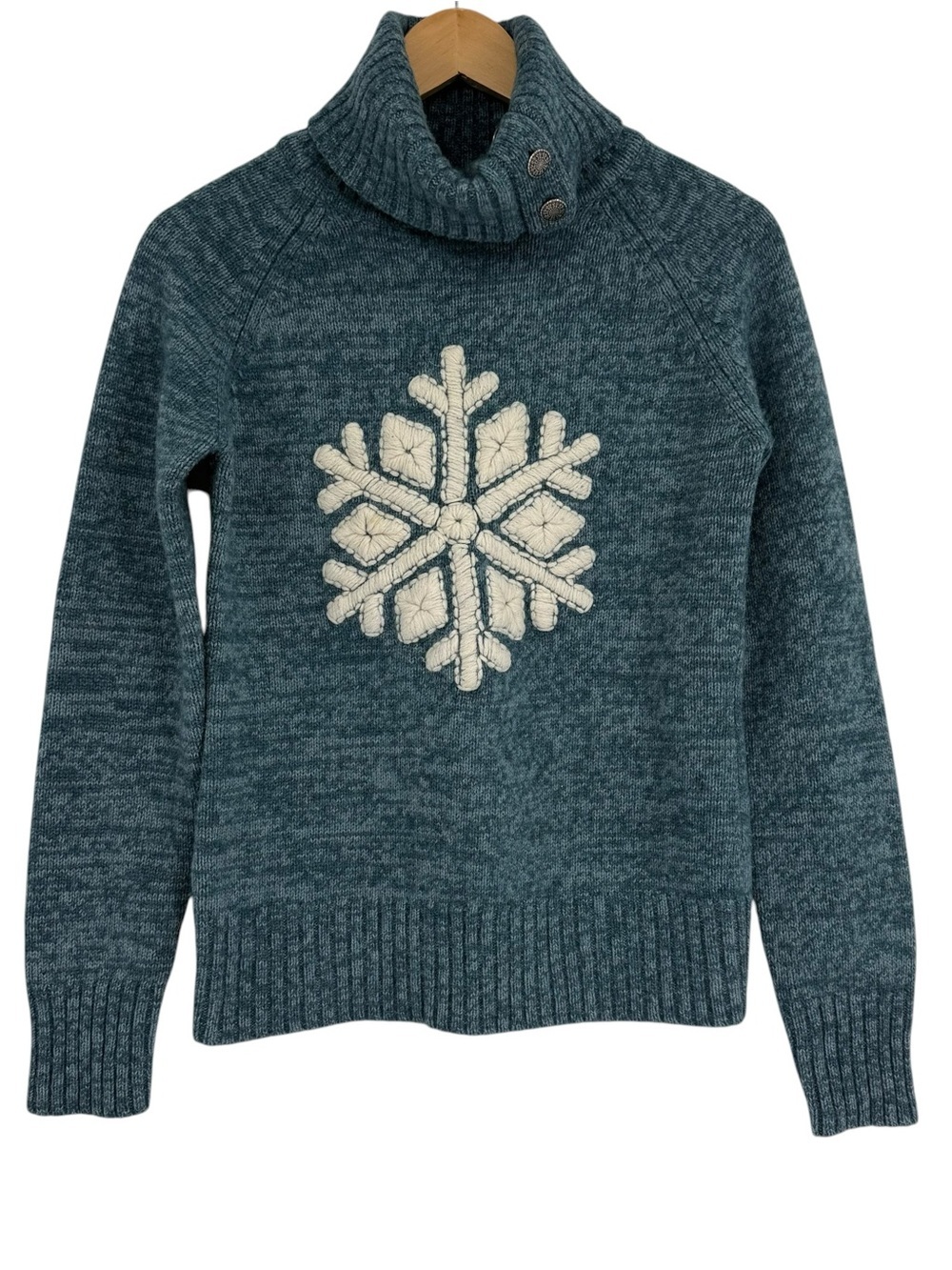 Sundance Stratton Turtleneck Sweater Size M Snowflake Lambswool Green Ski